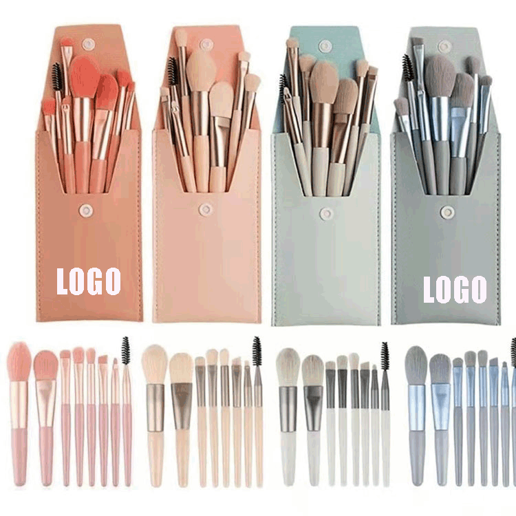 8 Set Mini Travel Makeup Brush Set / Bulk Makeup Brushes With Bag Bridesmaid Mirrors 2