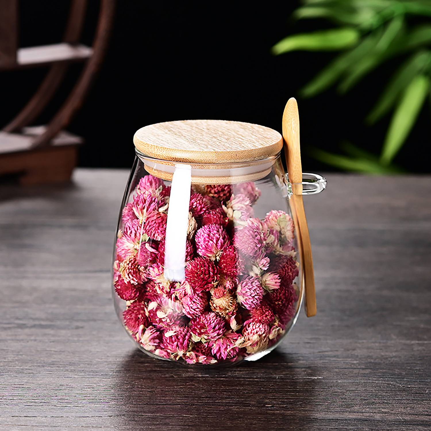 34Oz Glass Jar & Spoon Set W/ Bamboo Lid 7