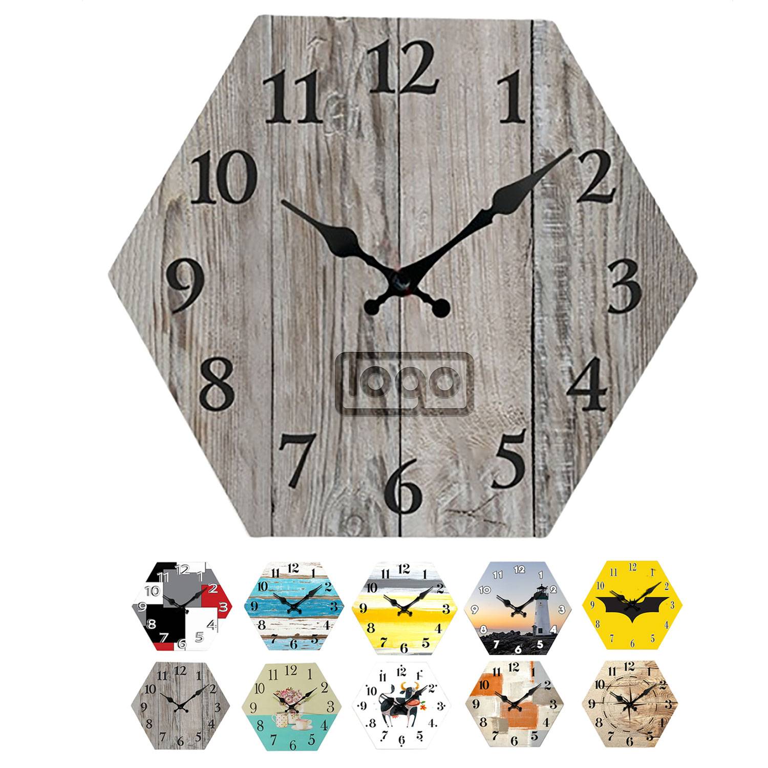 Hexagonal High-Density Fiberboard Wall Clock