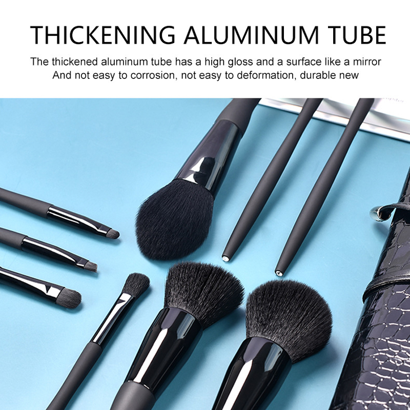 9pcs Diamond Black Makeup Brushes Set w/Bind PU Bag 7