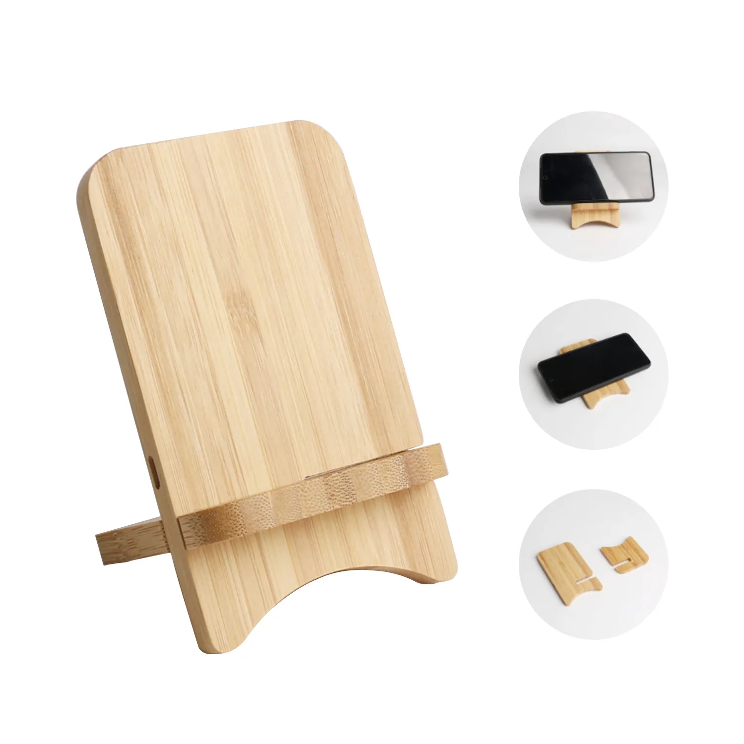 Bamboo 15W Wireless Charger Phone Stand 2