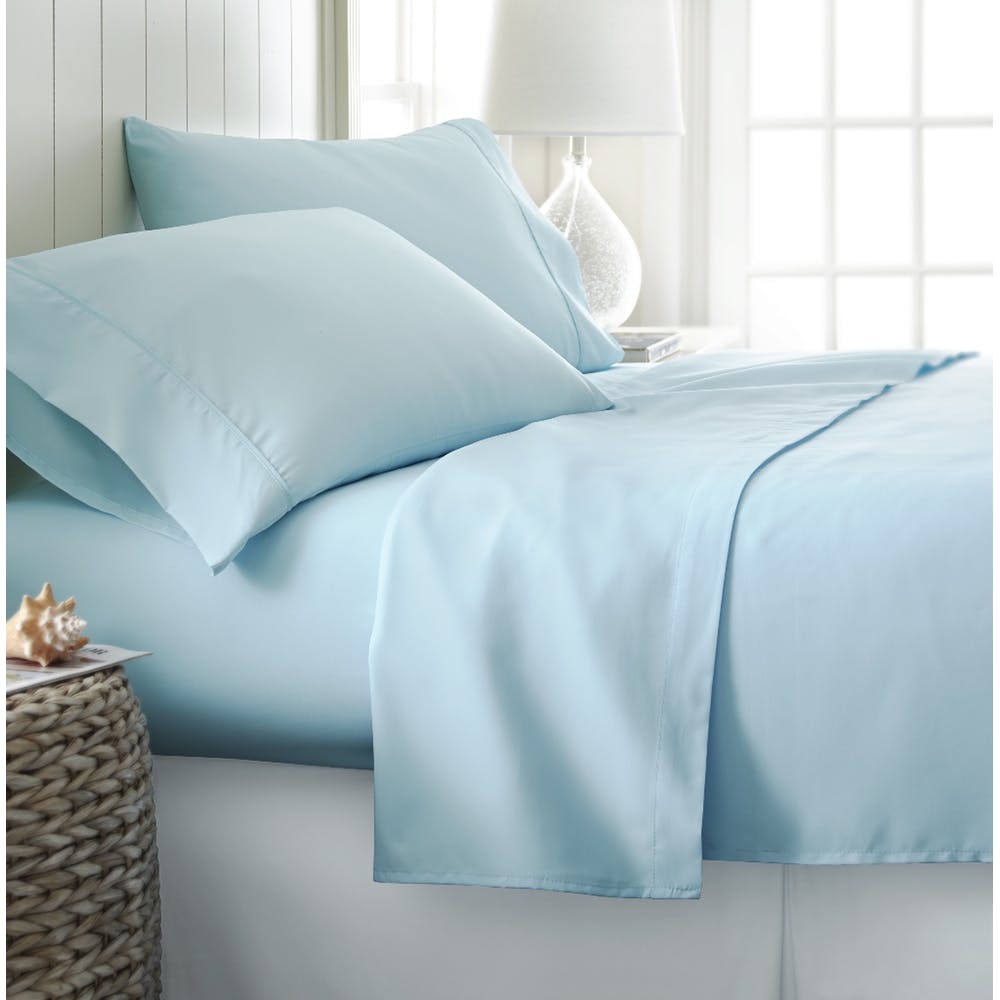 Microfiber Bed Sheet Sets - Aqua Cali King 4 Piece Double-Brushed 1