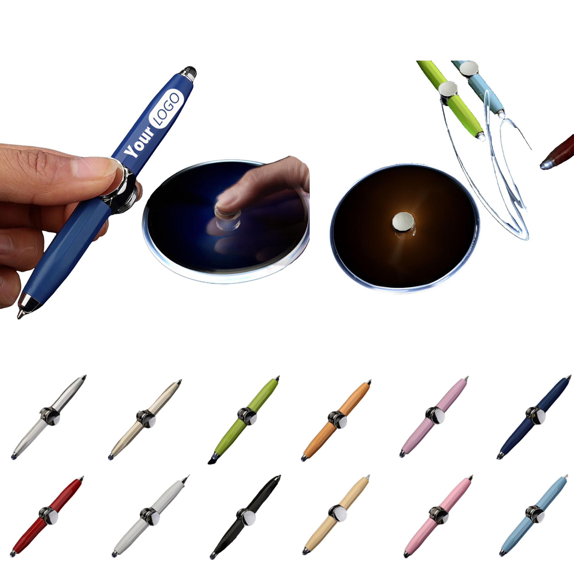 LED Light Metal Fidget Spinner Stress Relief Ballpoint Pen 3