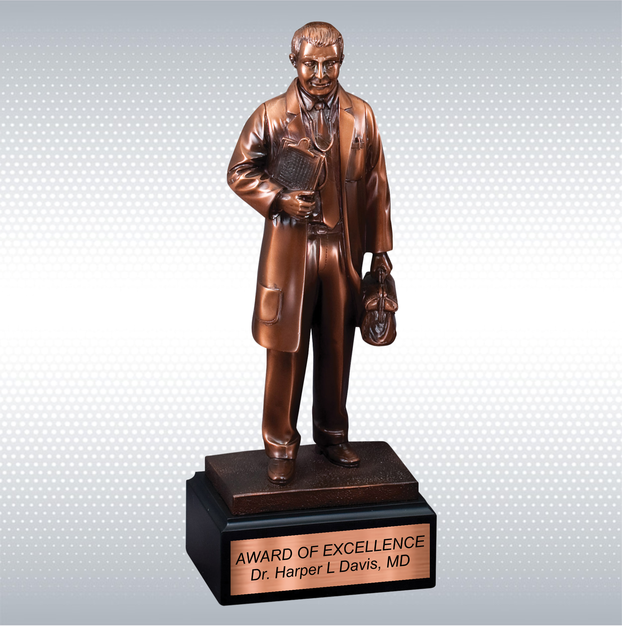 11 1/2" Premium Gallery Sculpture Bronze American Hero M.D. Doctor Physician Trophy Award 1