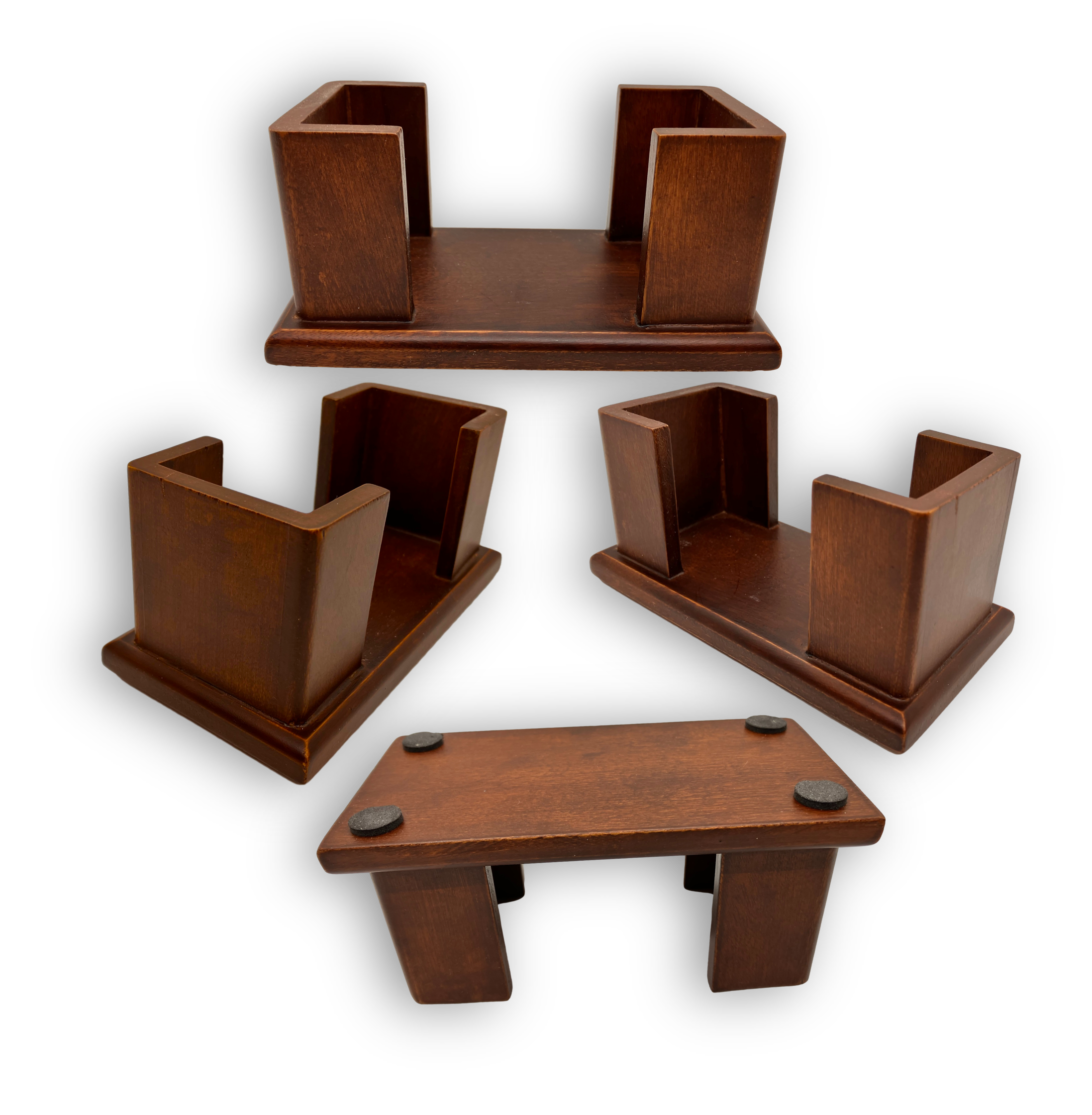 Upright Walnut Finish 5 Coaster Holder Sets 3