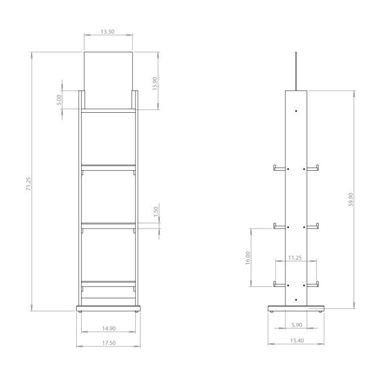 Floor 60"h Wine Bottle Display - (3) shelves w/ Header 2