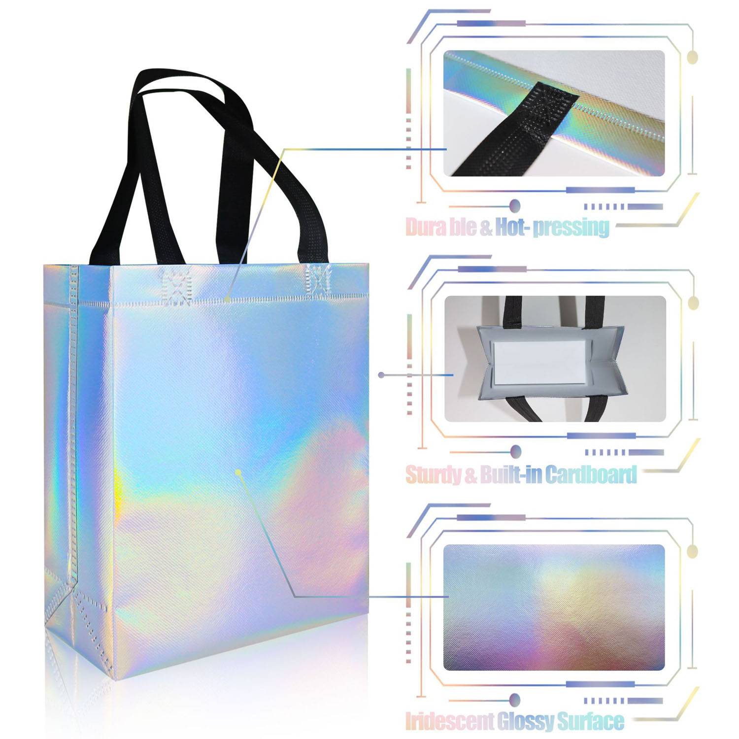 Reusable Waterproof Iridescent Non Woven Tote Bag 5