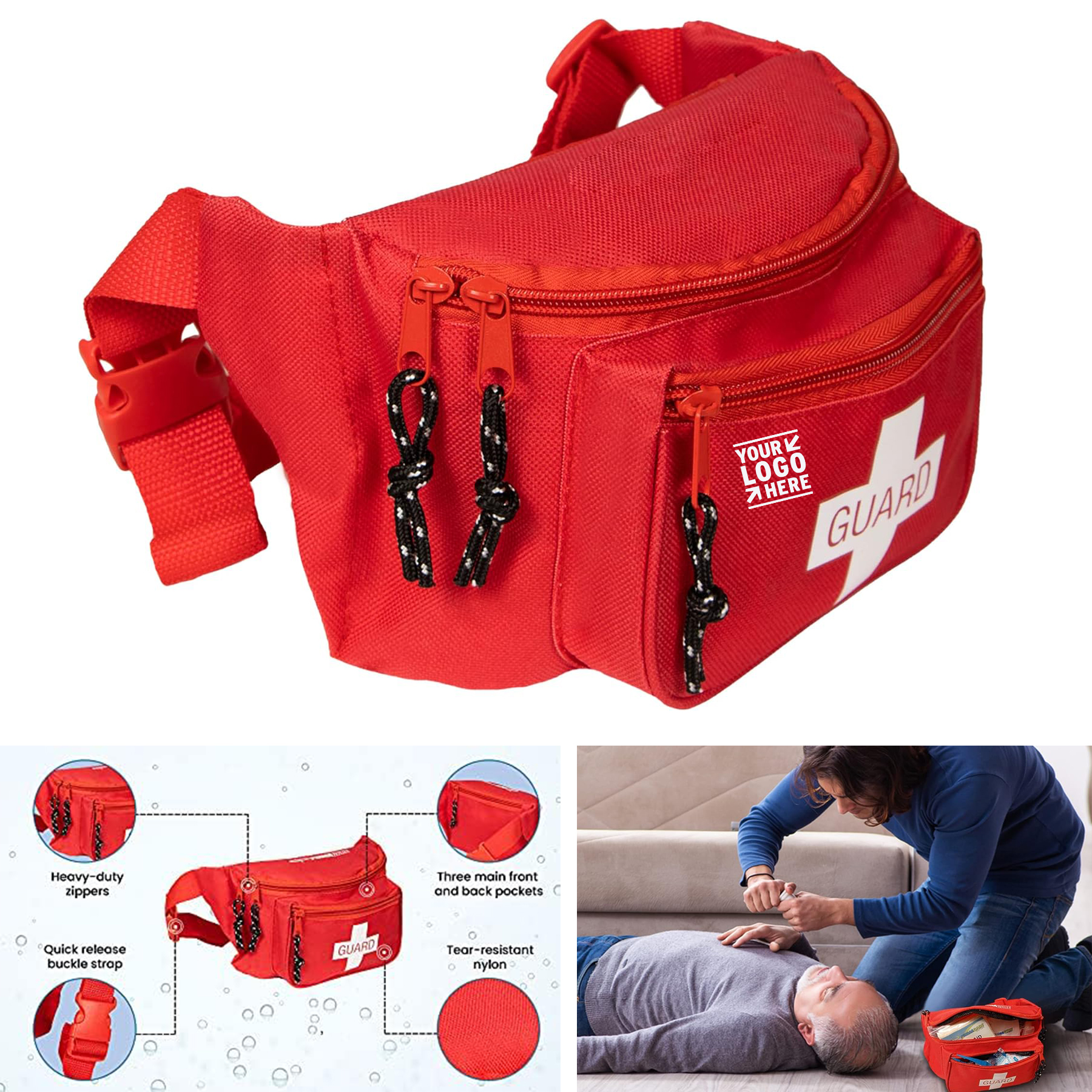 8" x 2" x 6"  Travel First Aid Empty Fanny Pack Emergency Equipment Set