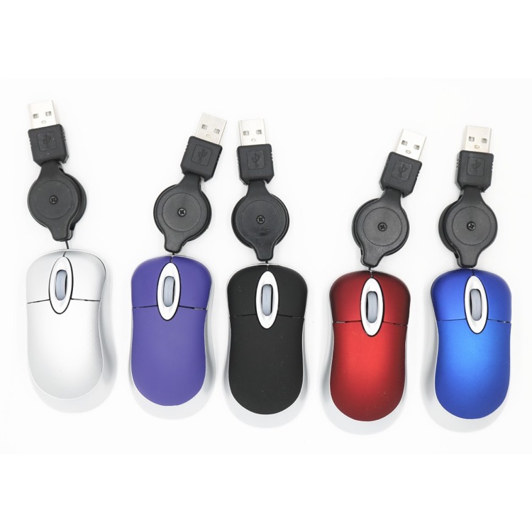 Mini Travel USB Optical Mouse / Retractable Cable 3