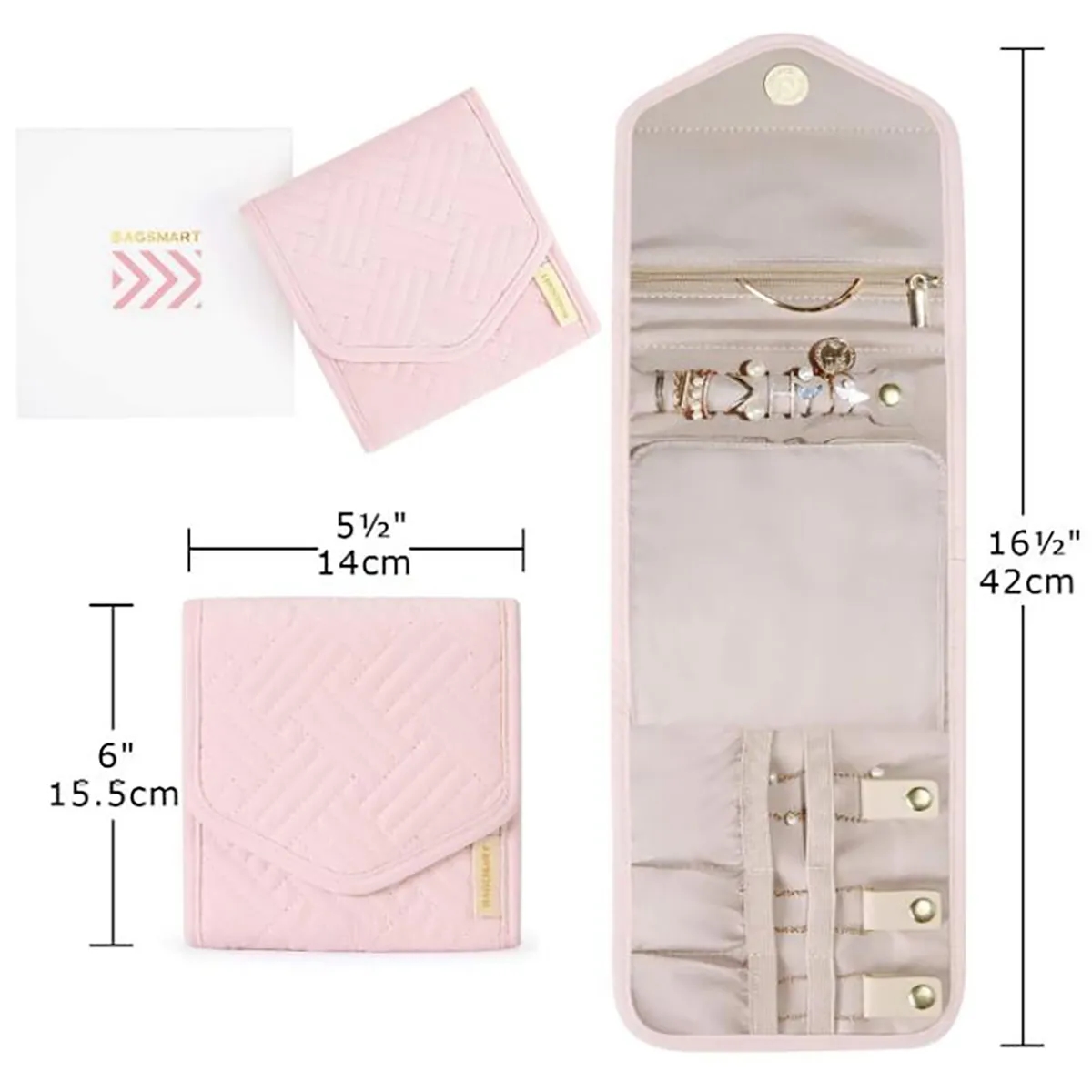 Travel Jewelry Organizer Case Foldable Roll 8
