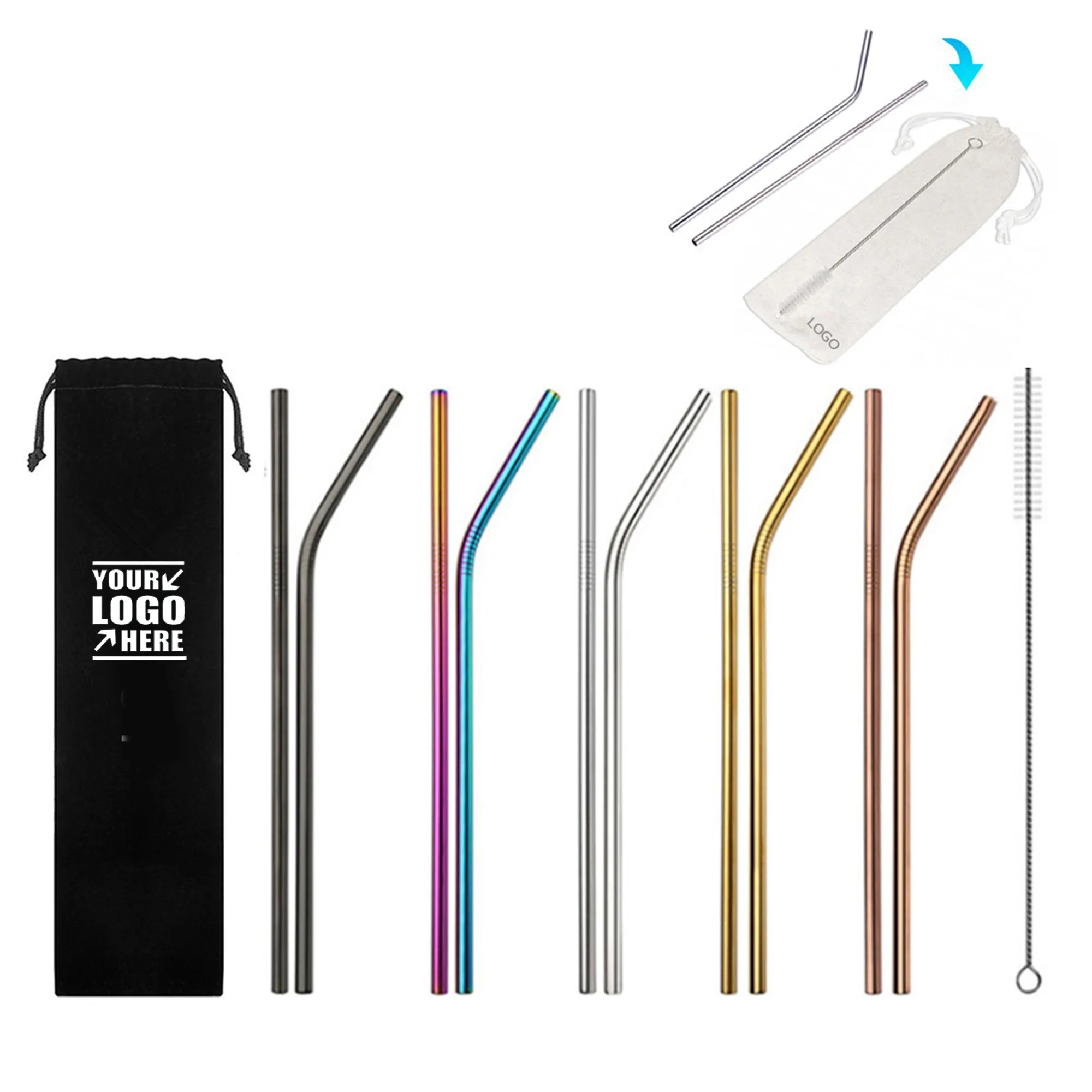 3 in 1 Reusable Stainless steel Drinking Straw Set 1