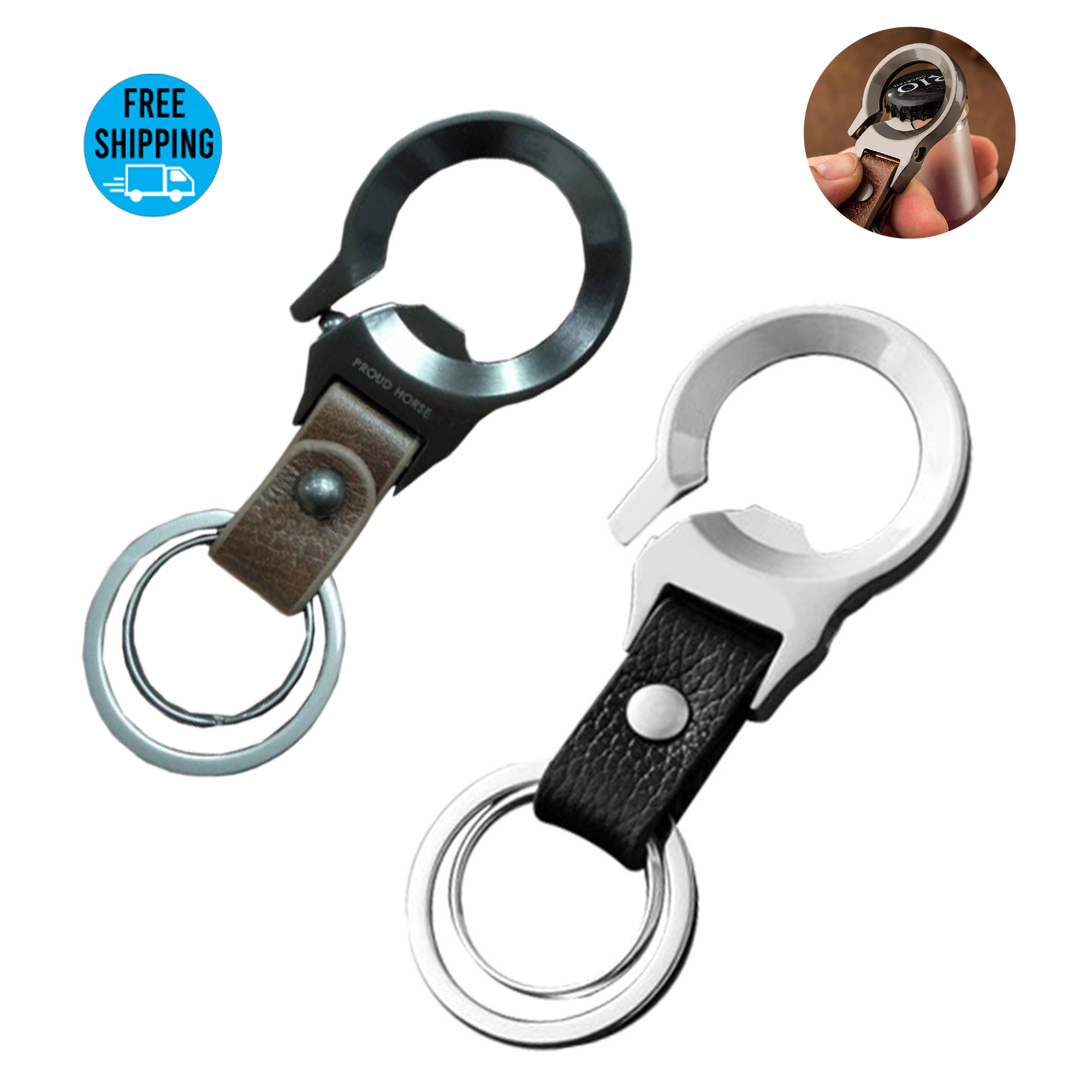 Vegan Leather Bottle Opener Keychain 2