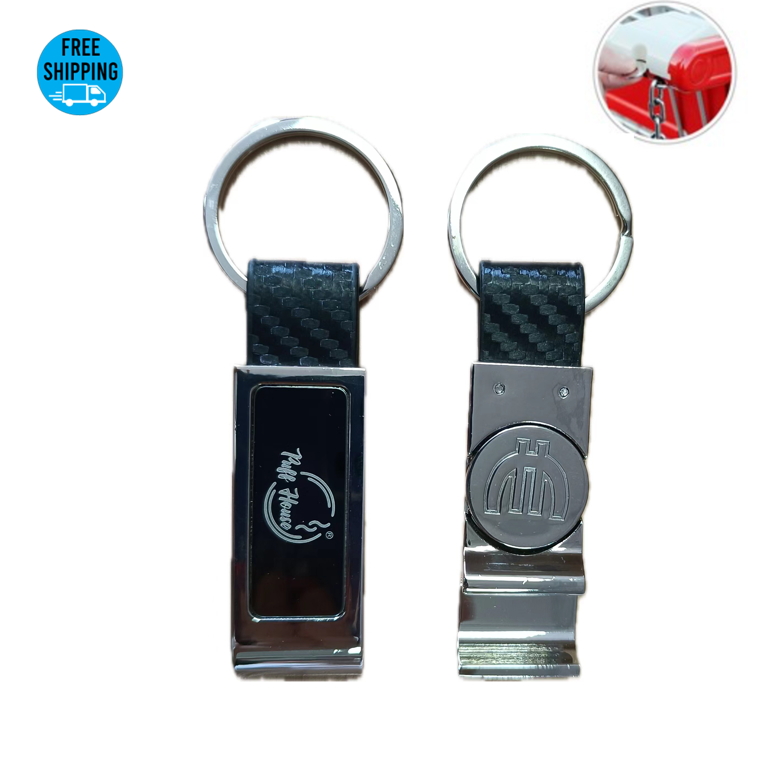 Metal Shopping Trolley Token Bottle Opener Leather Keychain 2