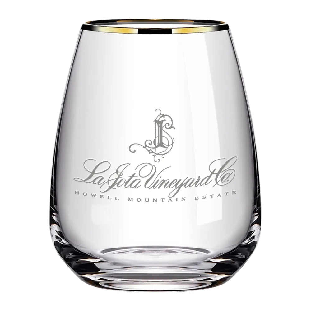 15oz. Gold Rimmed Stemless Wine Glass 3