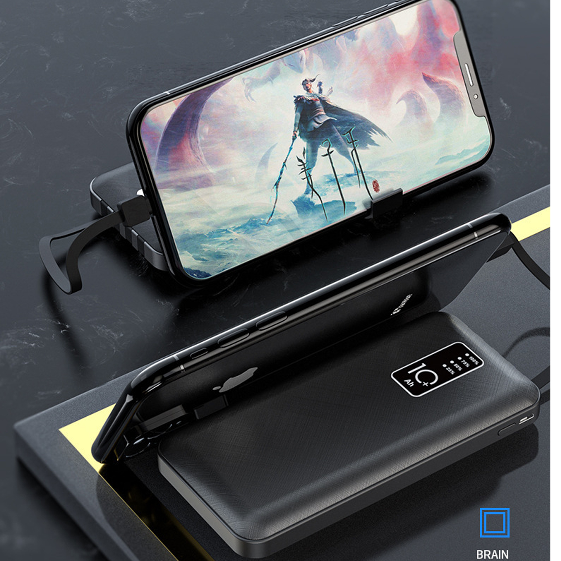 Portable 10000mAh Power Bank with LED Display and 4-in-1 Charging 2