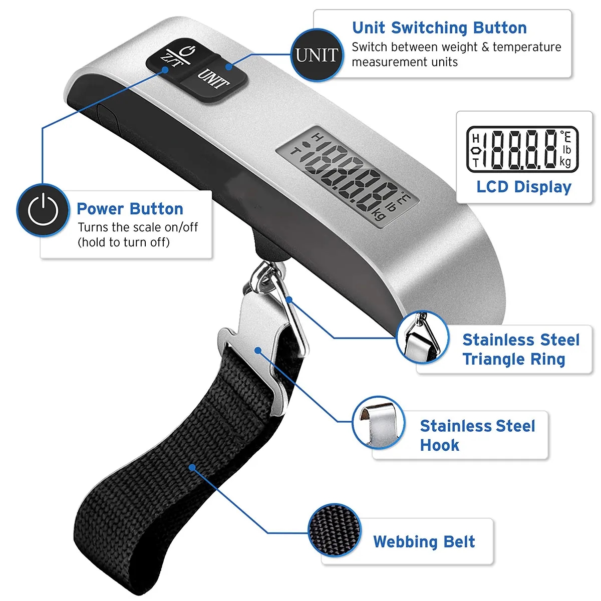 Portable Handheld Digital Scale with Temperature Sensor 5
