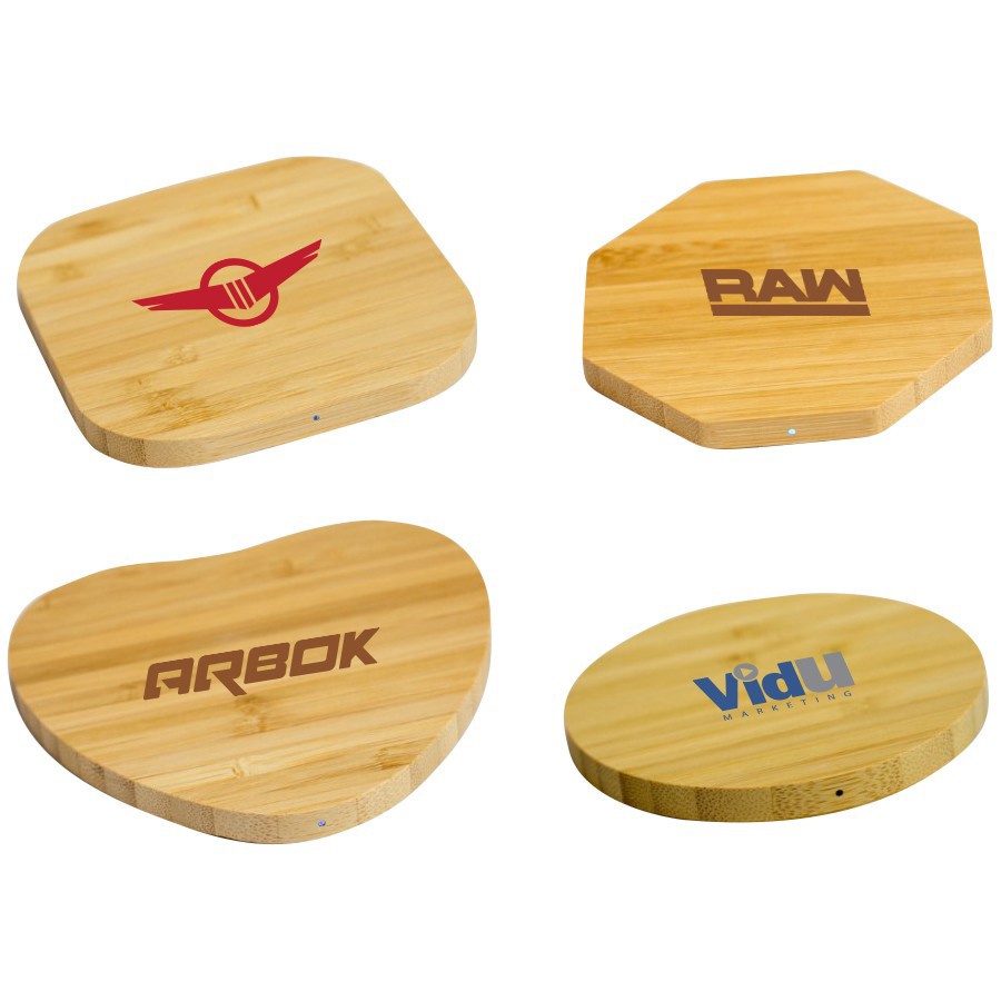 Slim Round Bamboo Qi Wireless Charging Pad 1