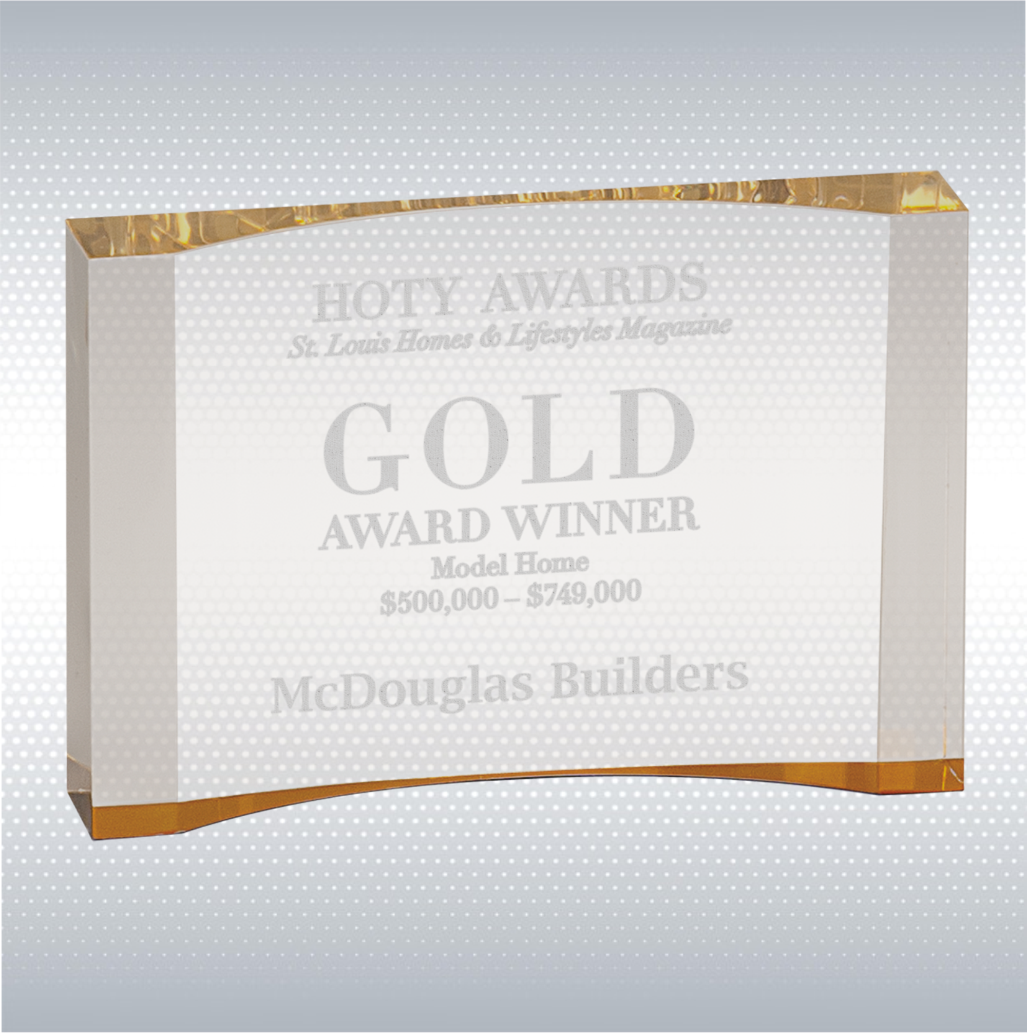 5" x 3 1/2" Gold 1" Thick Acrylic Crescent Award 6