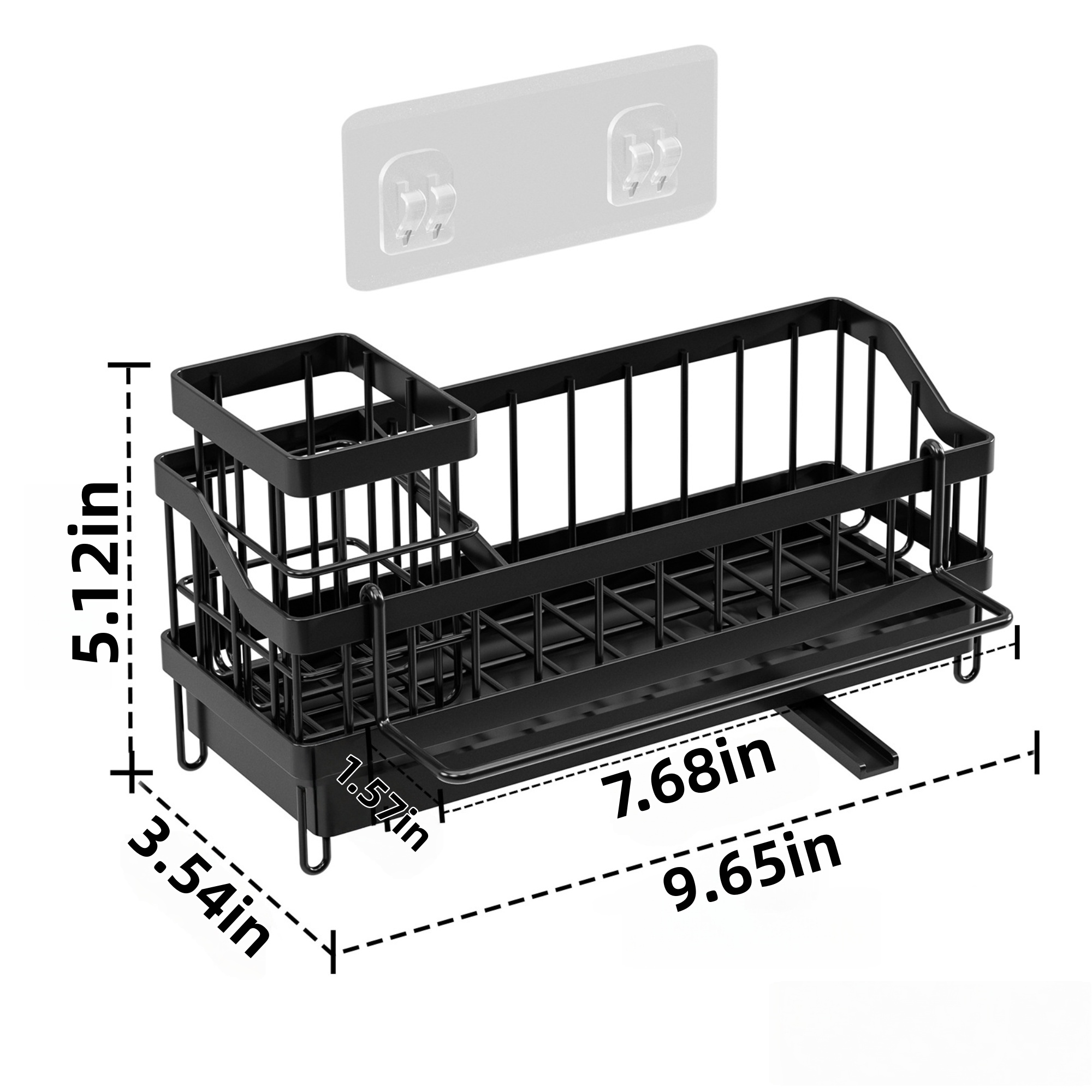 Kitchen sink box organizer with high brush holder 6
