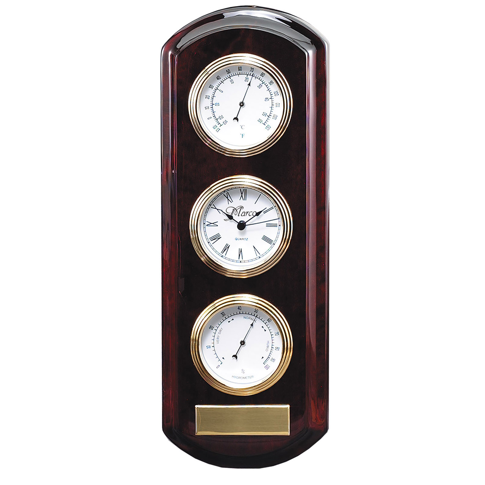 3 in 1 Rosewood Wall Clock, Thermometer and Hygrometer 1