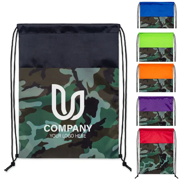 Colored Camo Drawstring Tote Bags 5