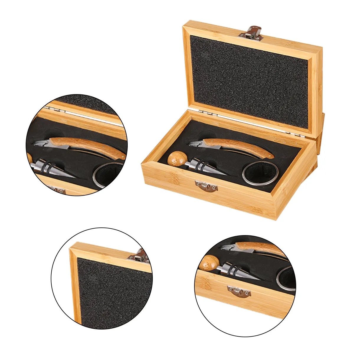 Wooden Box Wine Accessory Gift Set 10