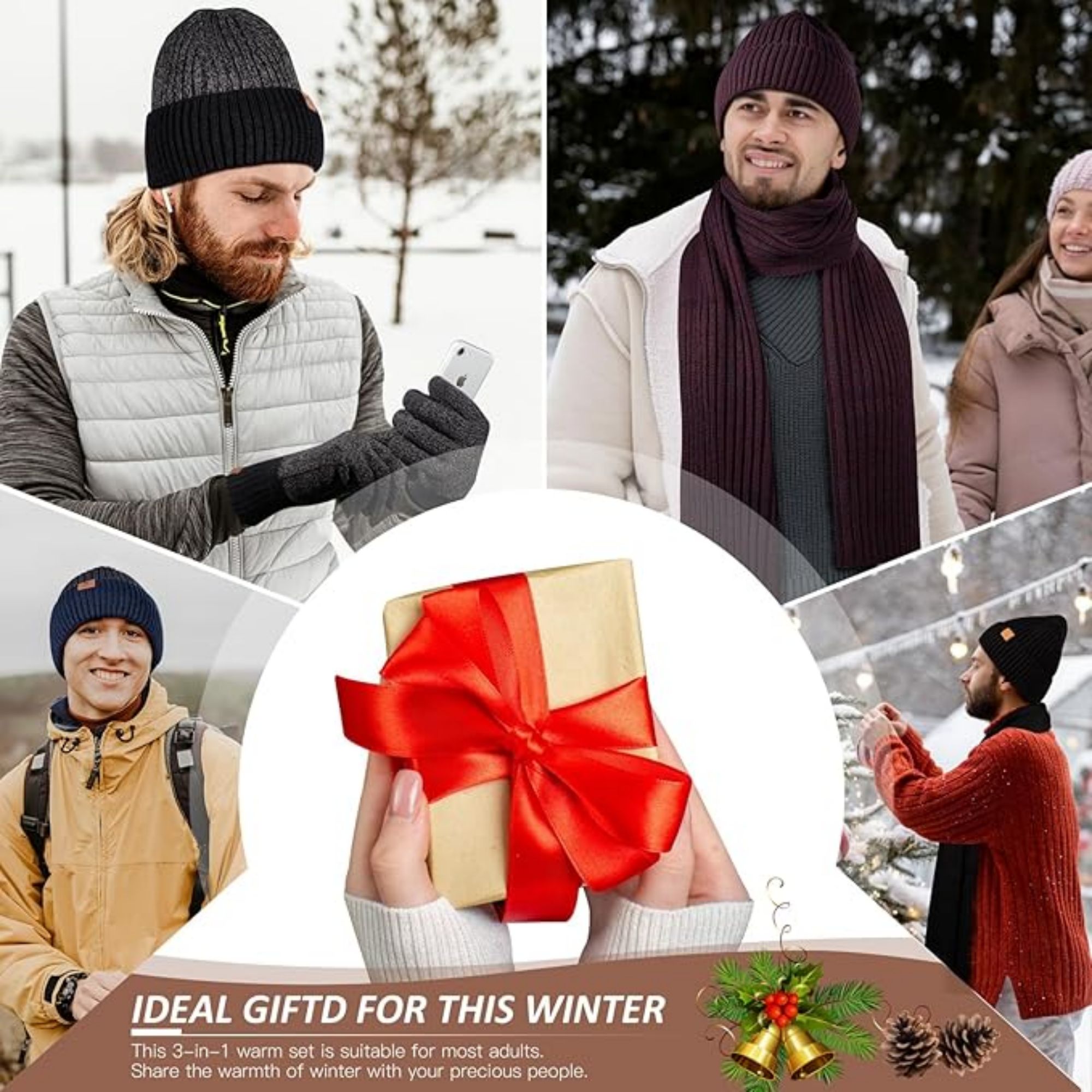Warm Knit Themal Gloves Long Scarf Set 7