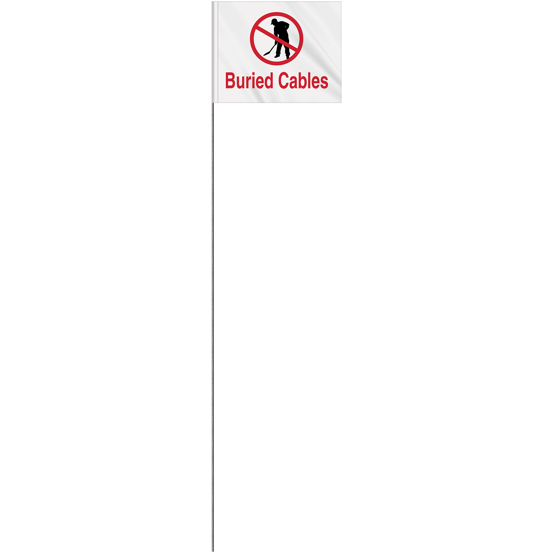 2-Color 4" x 5" Custom White High Gloss Polyethylene Marking Flag with 21" Wire Staff 8