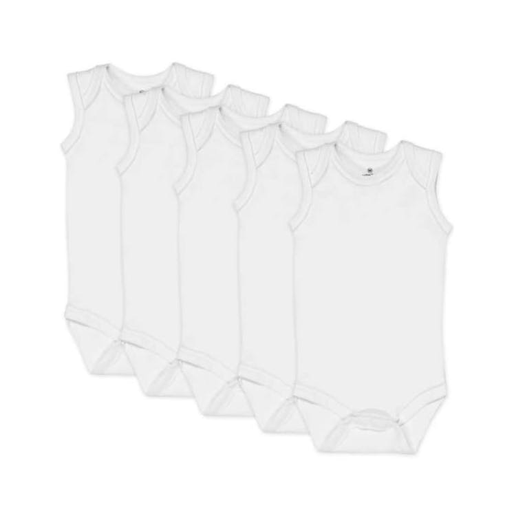 Unisex Sleeveless Romper White 0-9M 5 Pack 2