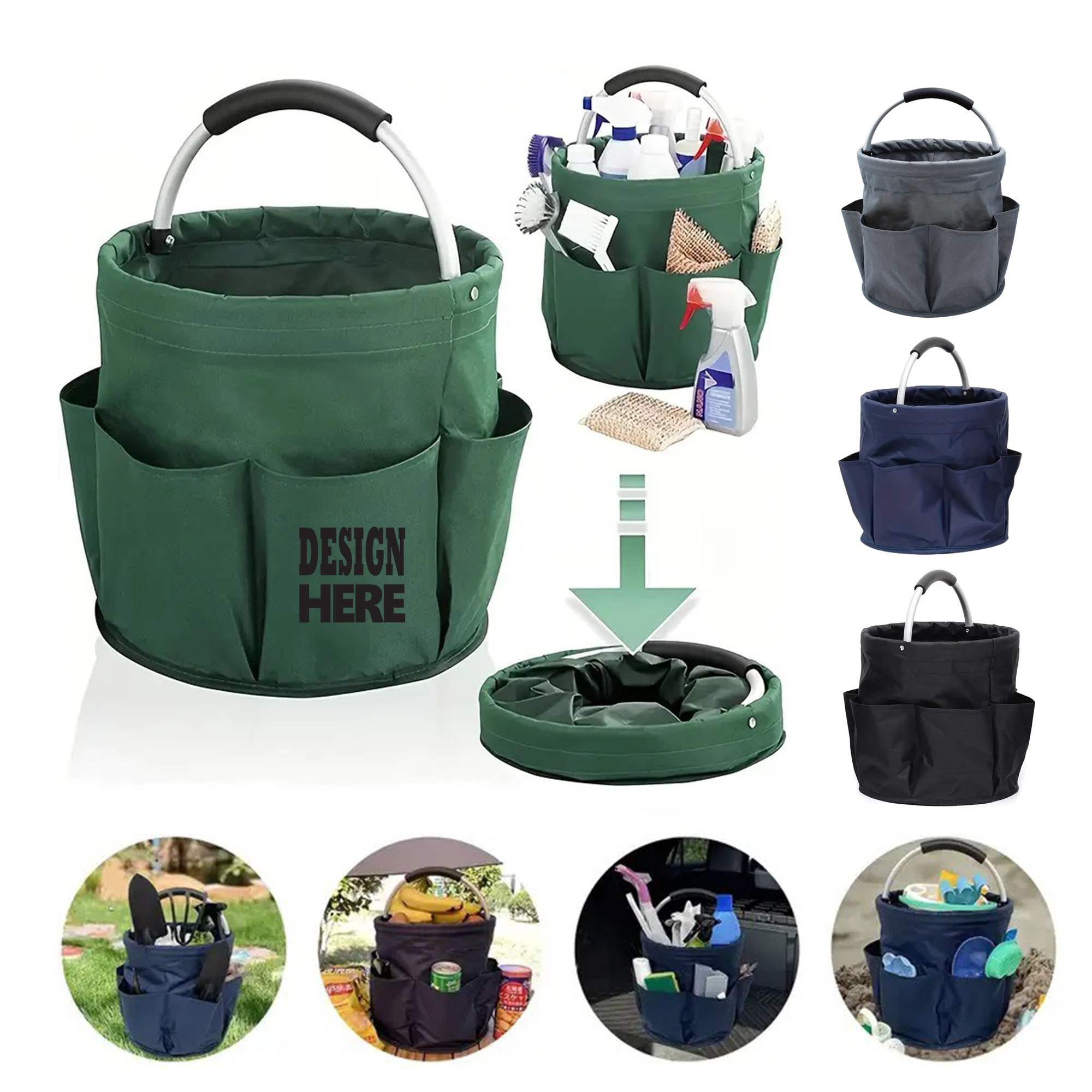 Portable Folding Garden Tote Storage Basket, custom tote bag with logo imprint 2