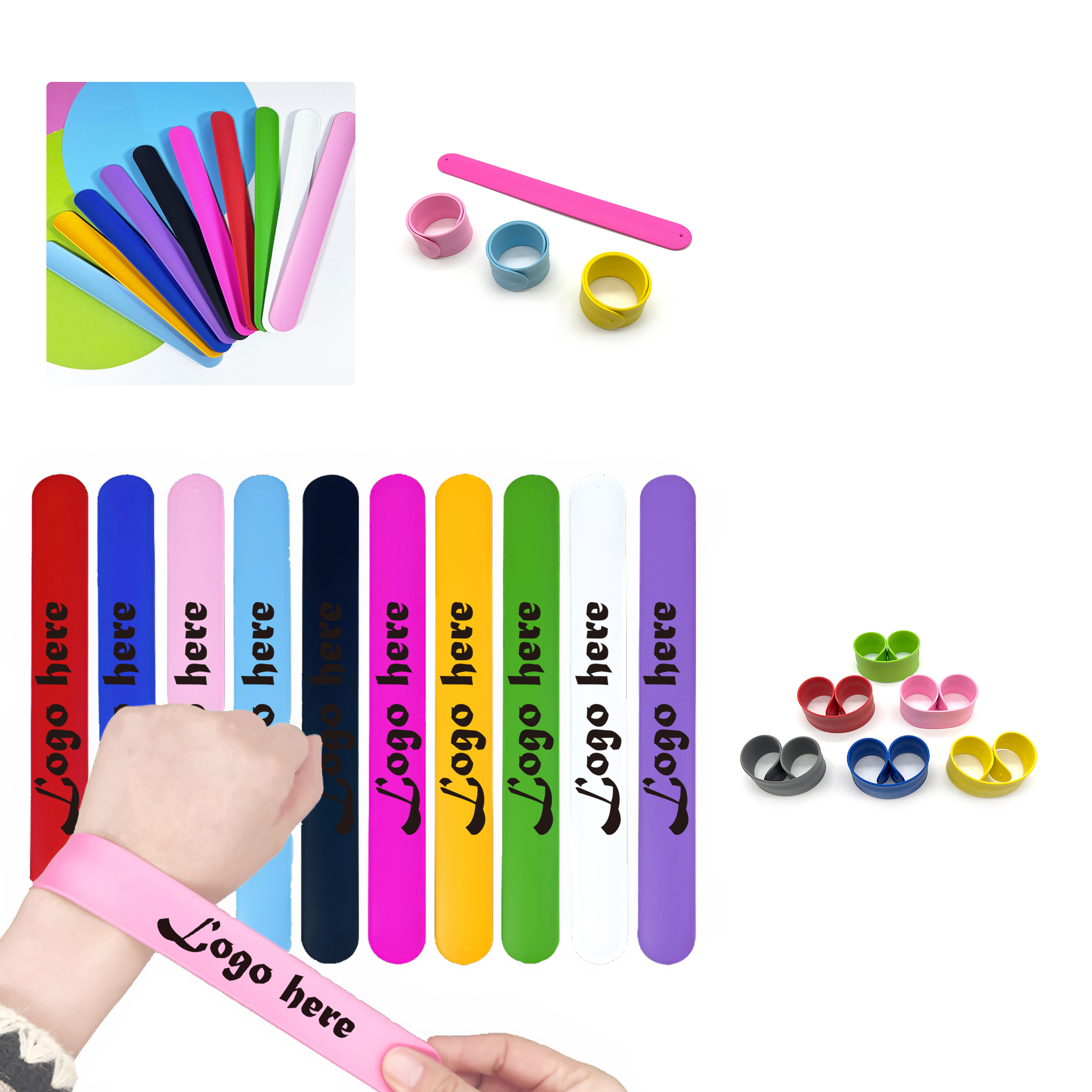 MOQ50 Personalized Silicone Slap Bracelets With Logo 2
