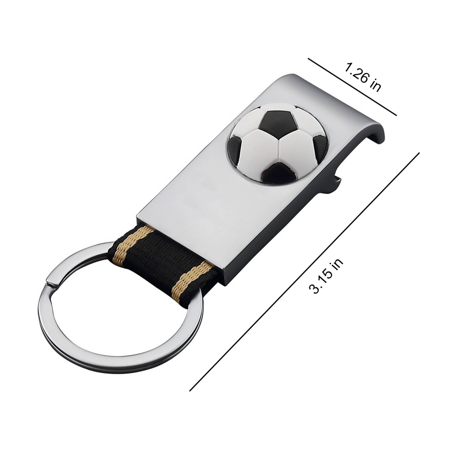 Custom Portable Zinc Alloy Soccer Bottle Opener Keychain 2