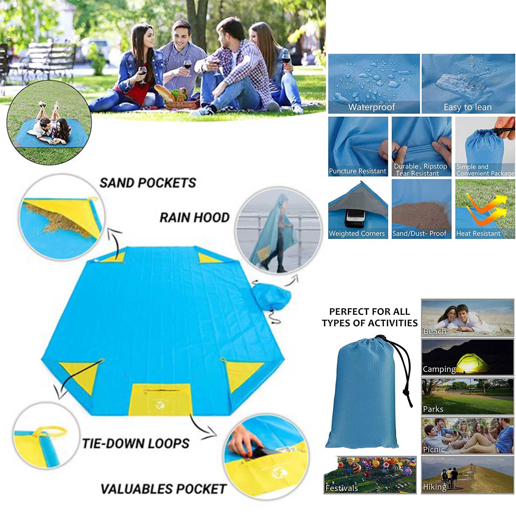 Picnic Mat Hooded Raincoat 3 In 1, custom jacket with logo imprint 2