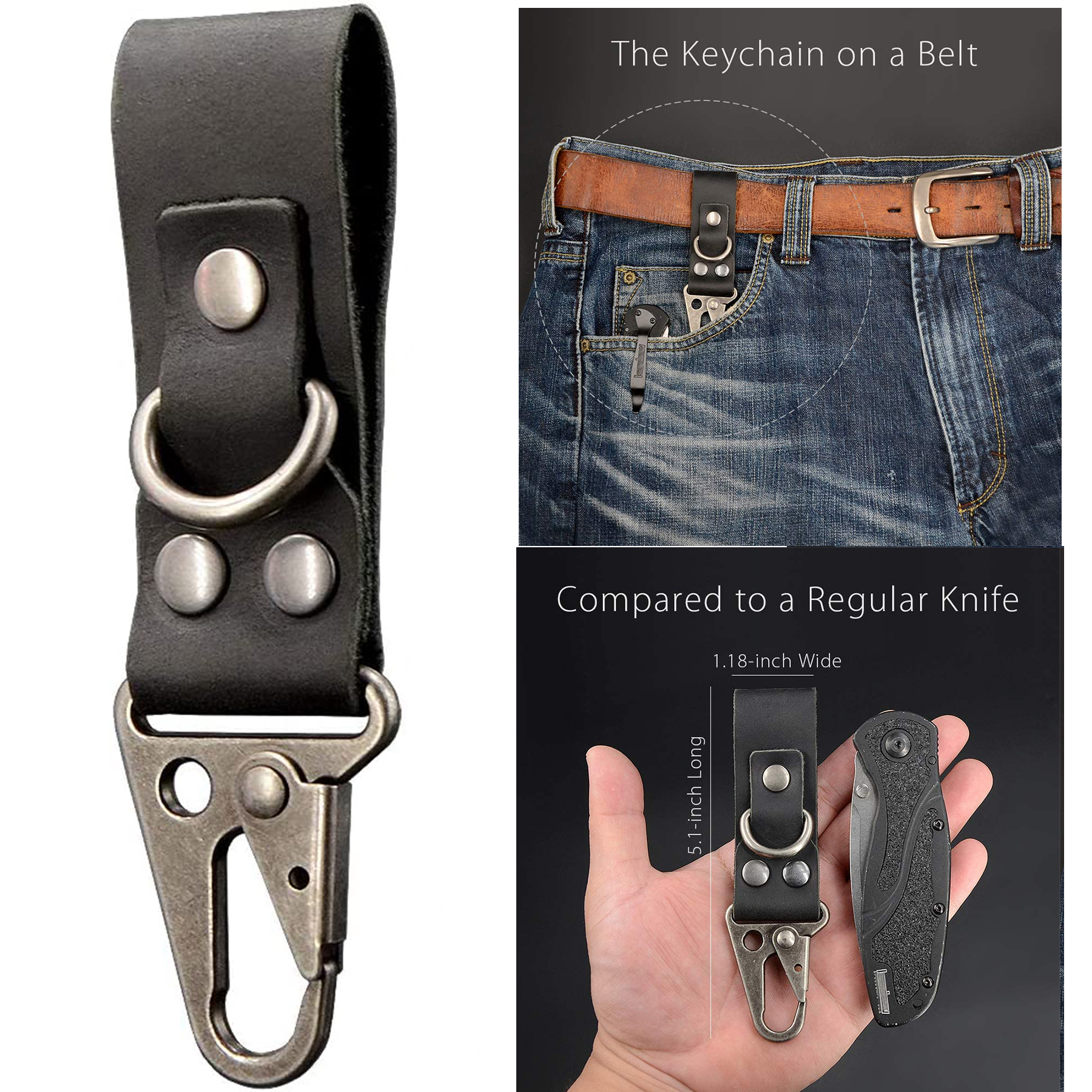 EDC Leather Strap Keychain Holder