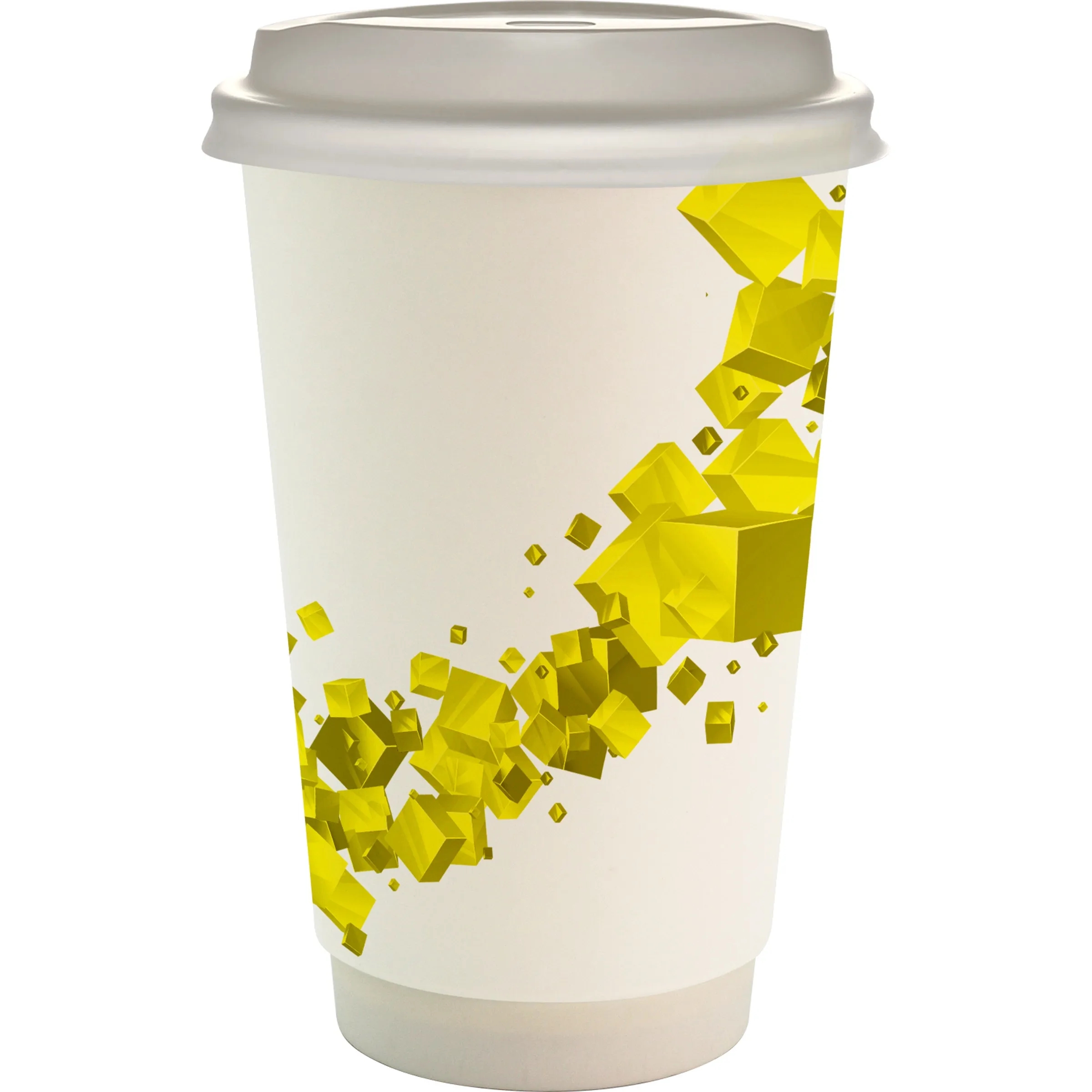 16 oz. Full Color Floating Cube Paper Cup With Lid 18