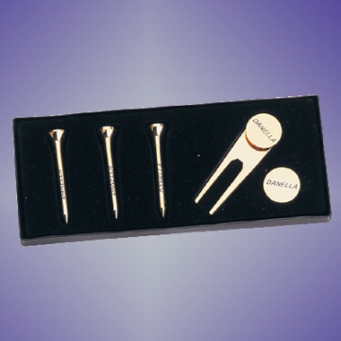 GOLD PLATED BRASS GOLF SET 1