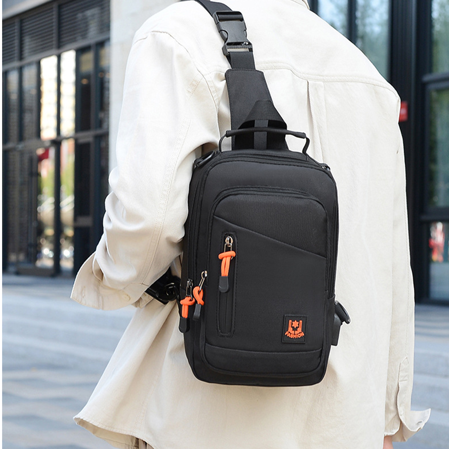 Oxford Waterproof Chest Bag With USB Charging Port 6