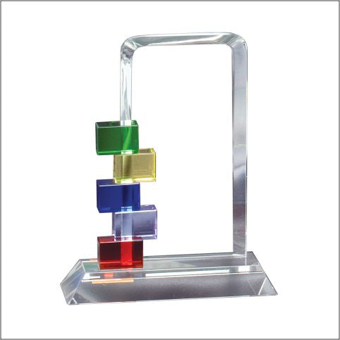 Billboard Glass Award W/Colored Blocks 2