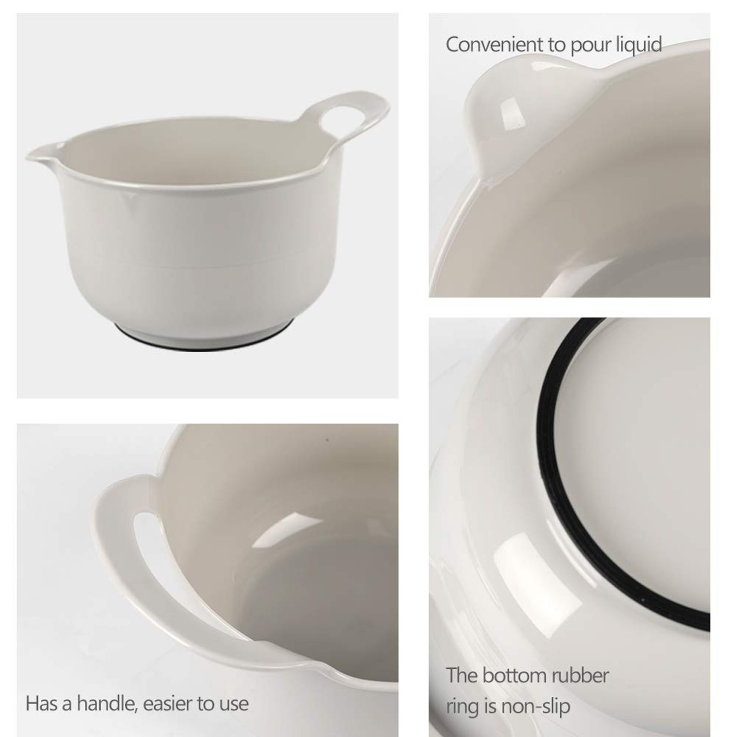 4-Piece Plastic Mixing Bowl Set w/ Handles 5