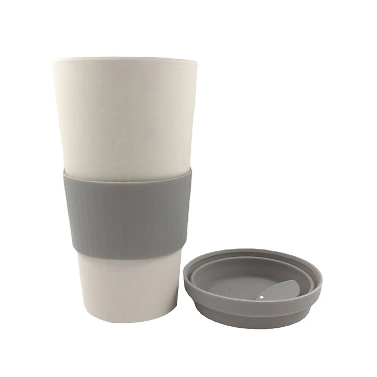 Eco-Friendly Bamboo Fiber Coffee Cup with Silicone Sleeve 2