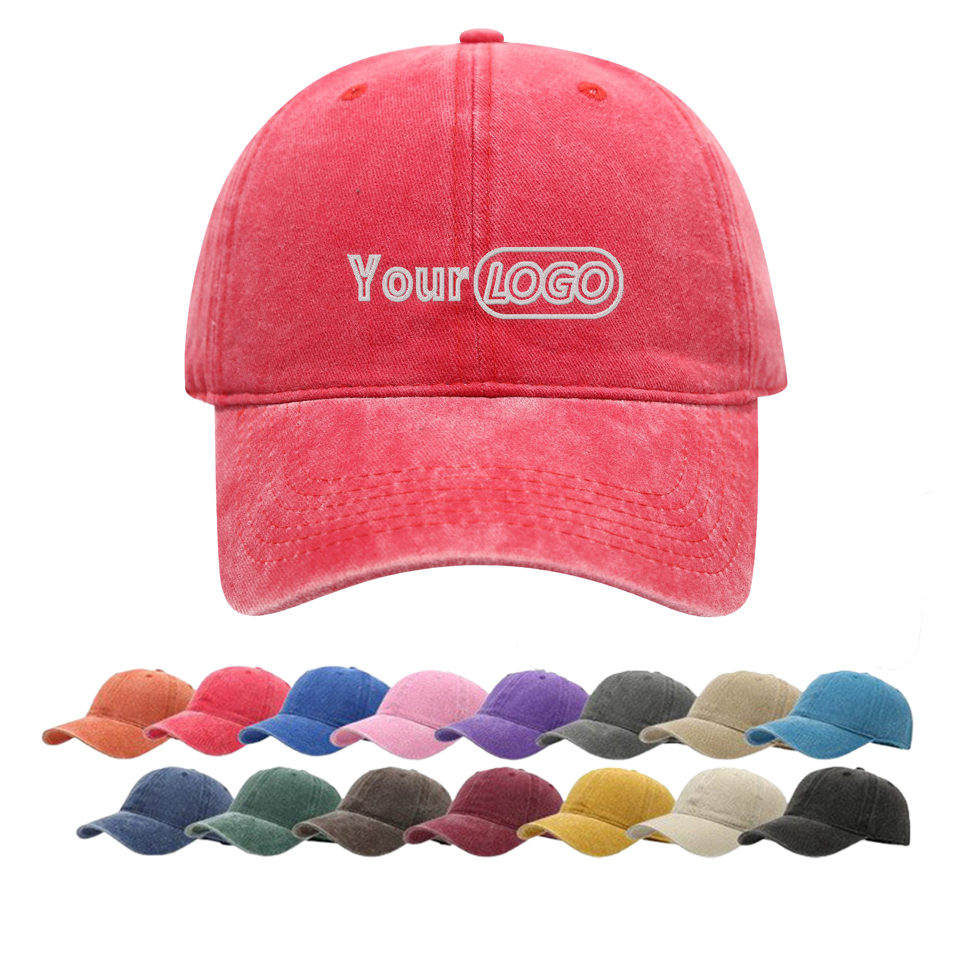 Vintage Washed Custom Logo Baseball Cap 5