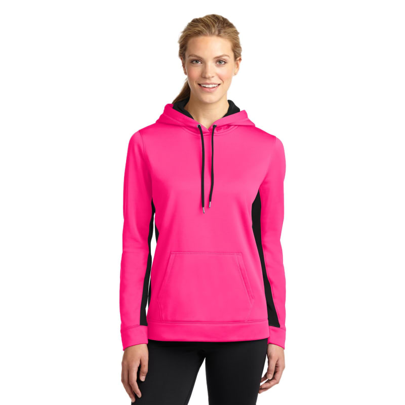 Sport-Tek Women's Sport-Wick Fleece Colorblock Hooded Pullover. 45