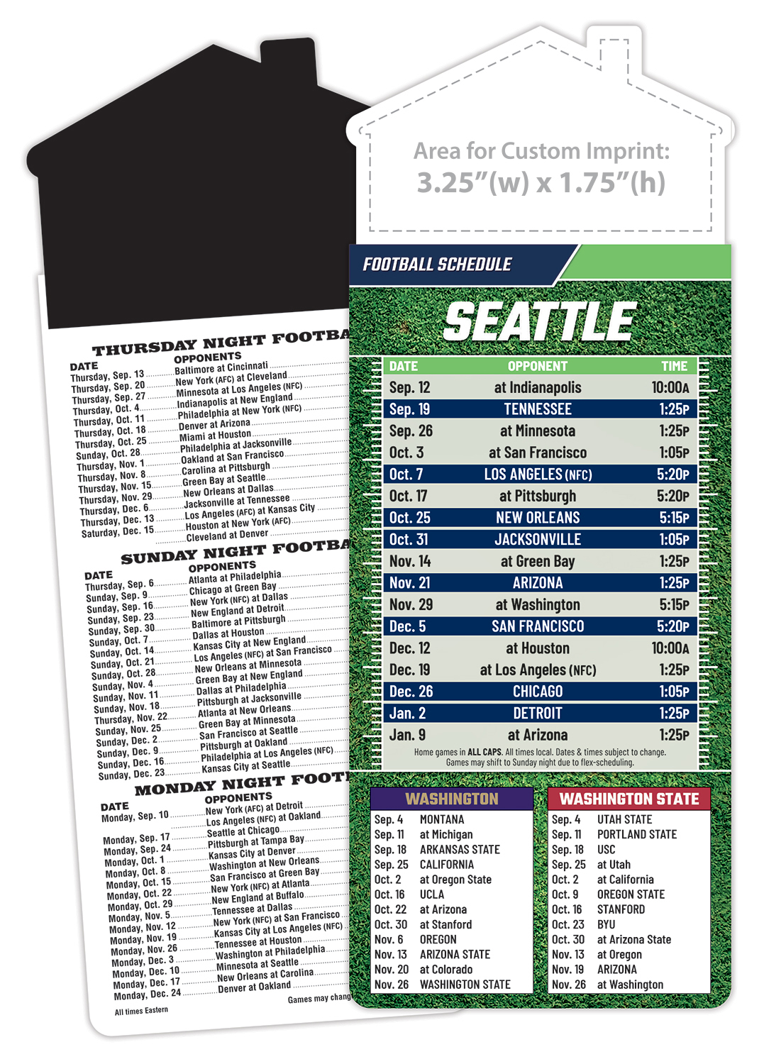 Magna-Card House Shape Magnet Football Schedules (3.5x9)