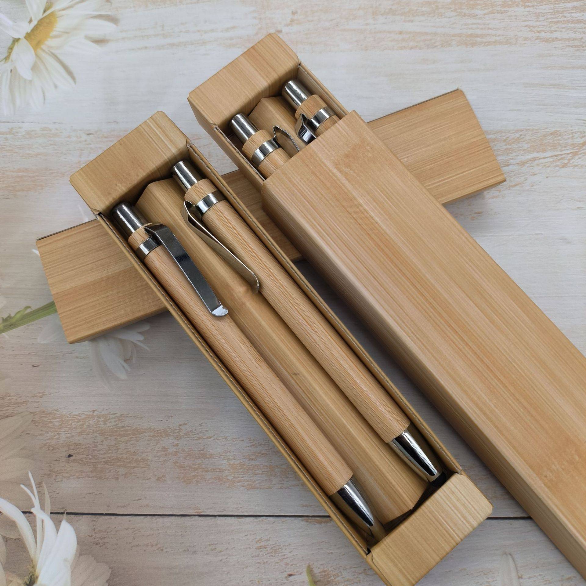 2pcs Bamboo Ballpoint Pen Set 4