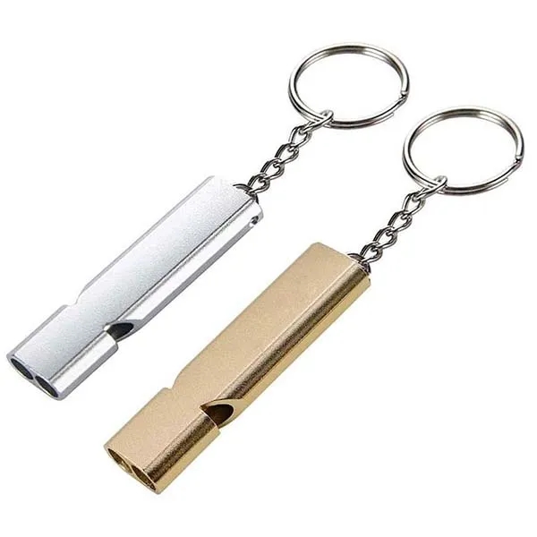 Emergency Double Tubes Metal Whistle Keychain 6