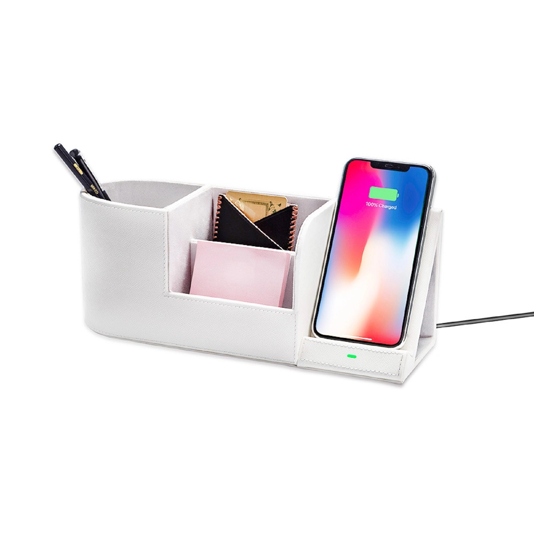 10W QI Wireless Charger Desk Stand with Storage Box 2
