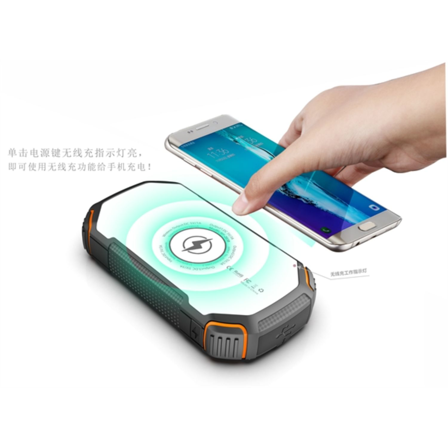 water proof portable Solar Power Banks 20000mAh Led Light with Wireless charger 5