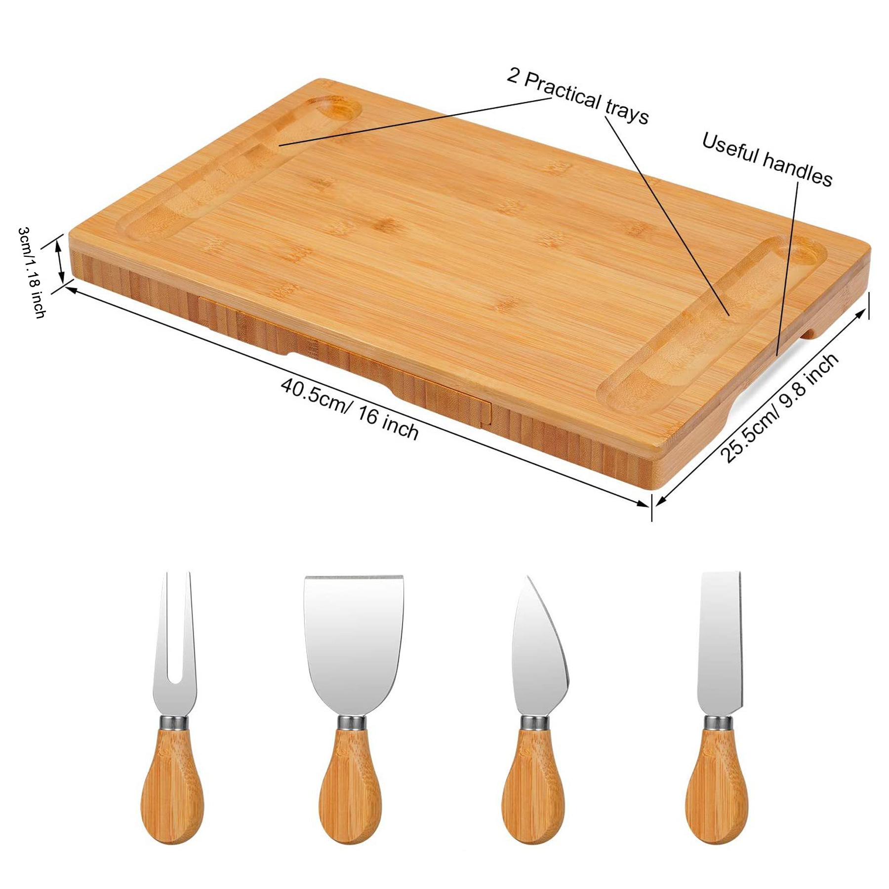 Piece Bamboo Cheese Set 3