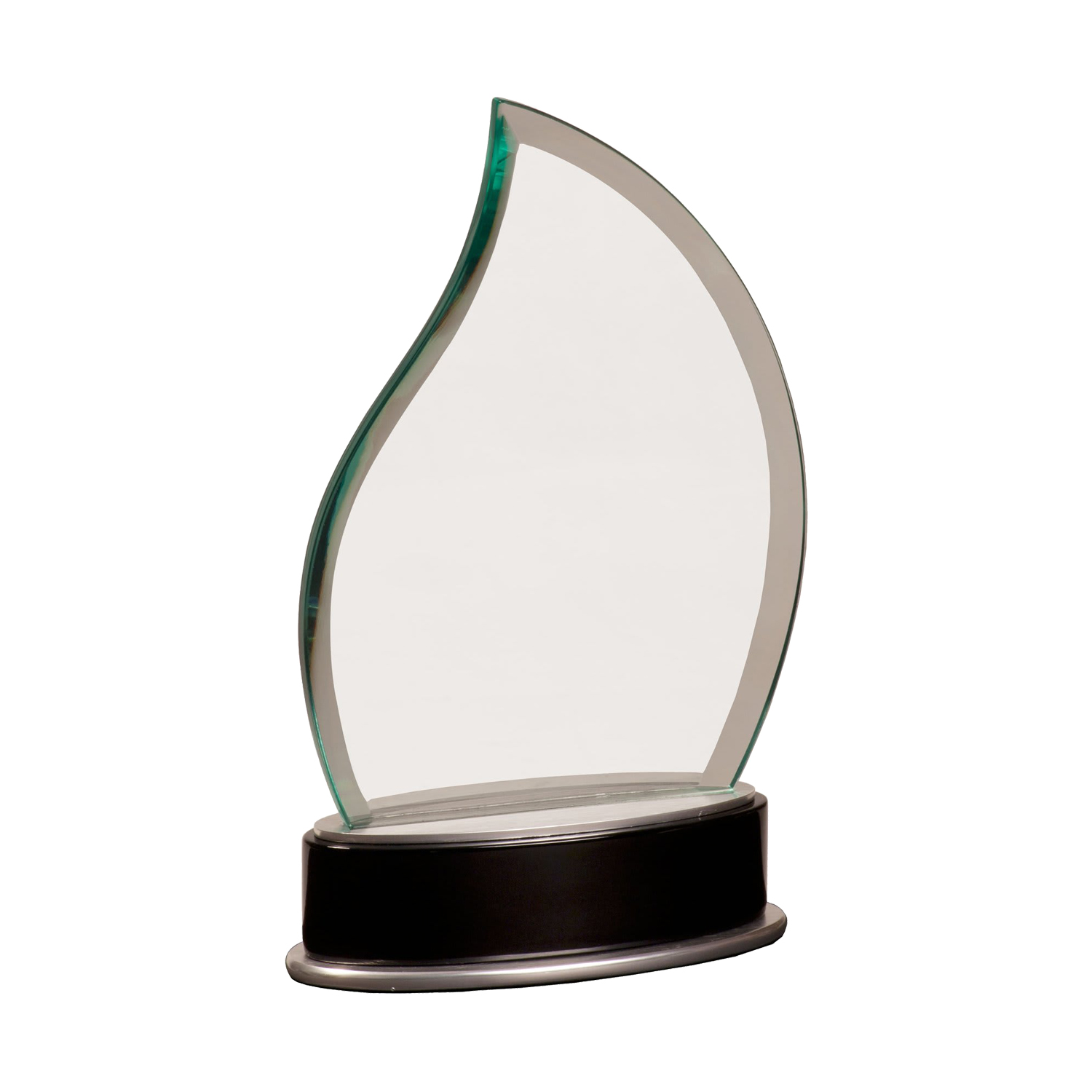 8 3/4" Jade Flame Metro Glass Award w/ Silver and Black Piano Finish Base 2