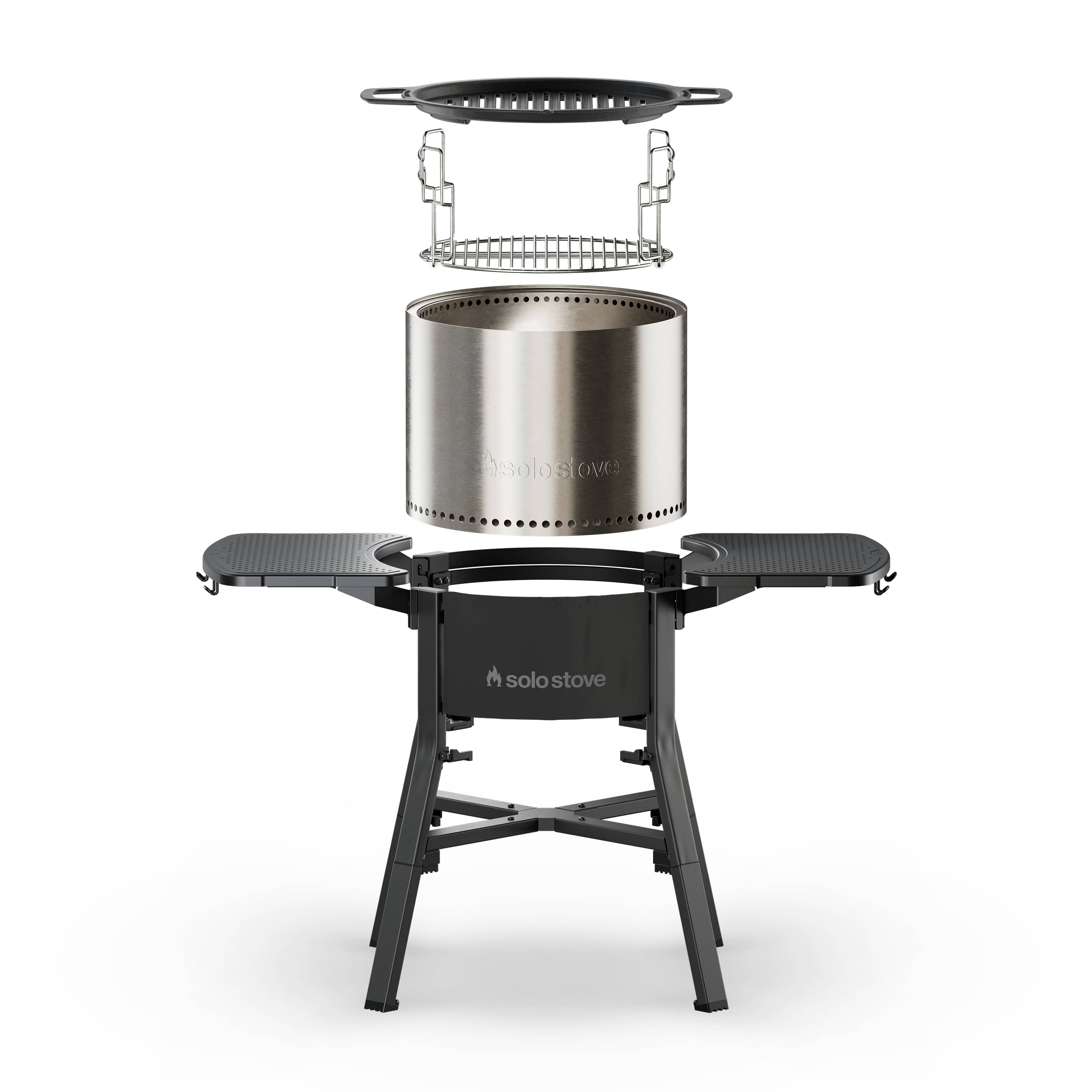 Solo Stove - Bonfire 19.5" Fire Pit Cast Iron Grill Cookout Bundle with Stand 2